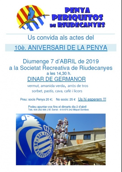 10è aniversari dels Periquitos de Riudecanyes